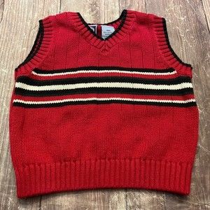 Koala Kids Little Boy Toddler Red Christmas Stripe Sweater Vest, Size 18 months